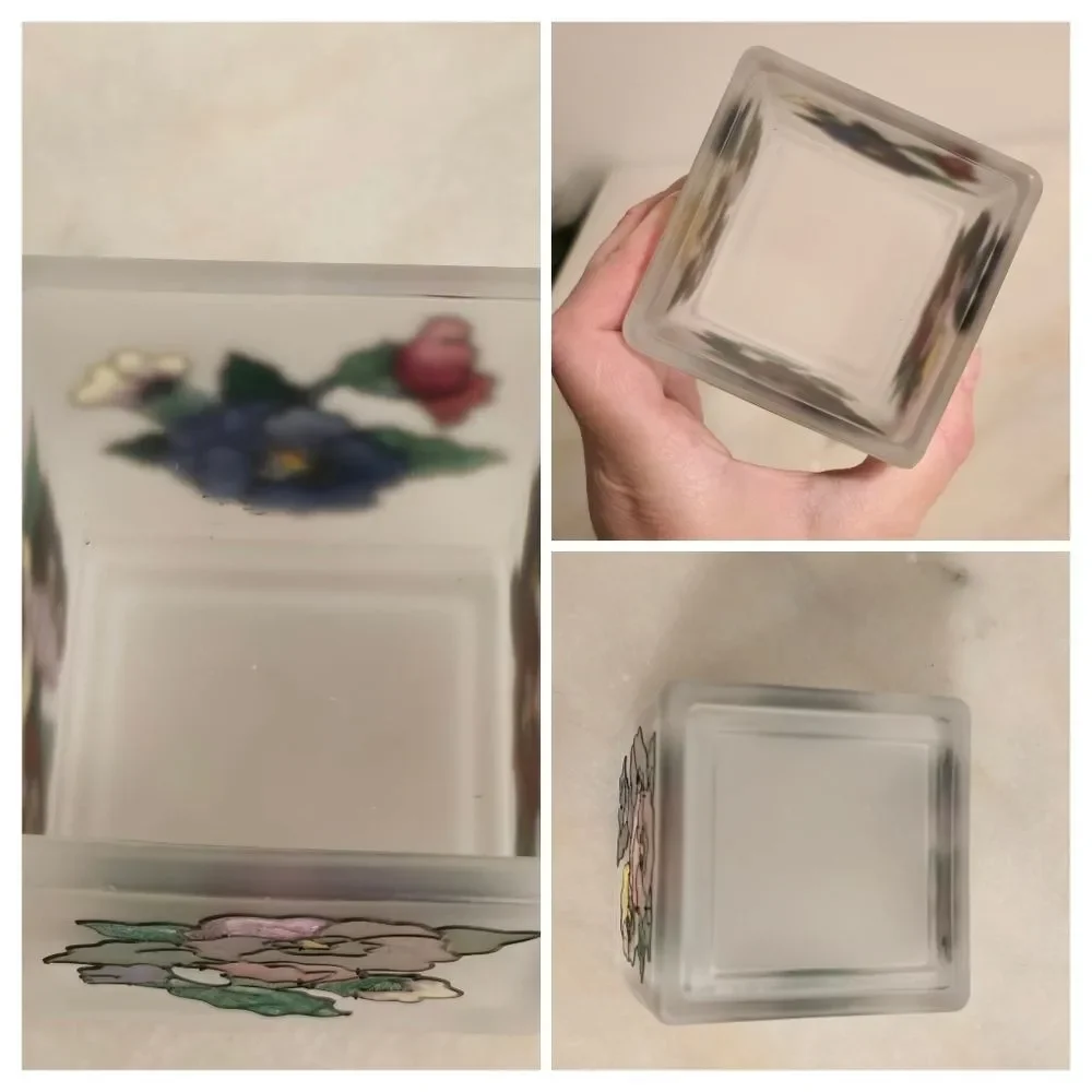 Joan Baker Designs Art Glass Hand Painted Tea Light Candle Holder